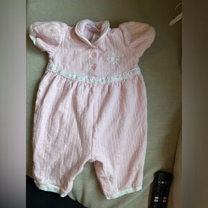 Vintage Mc baby Pink Baby Romper with Embroidered Detail